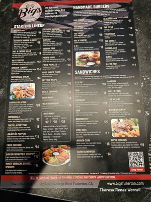 Menu photo 6 Bigs Fullerton, CA