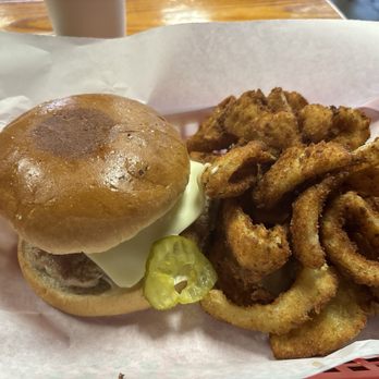 Texas Hamburger Palace - Turkey Burger with Cheese and Onion Rings - Burgers Near Me - Houston, Texas Texas Hamburger Palace - Turkey Burger with Cheese and Onion Rings - Burgers Near Me - Houston, Texas