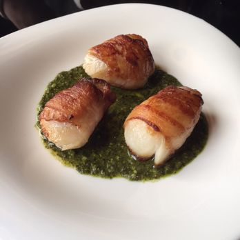 Figaro the Dining Room - Bacon wrapped scallops in house made pesto! - New American Near Me - Newberry, South Carolina