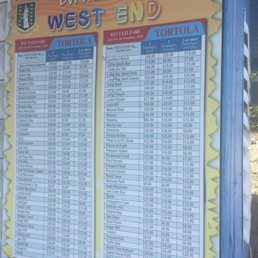 The taxi fare prices from the West End ferry terminal