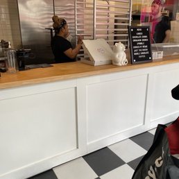 the counter of a bakery