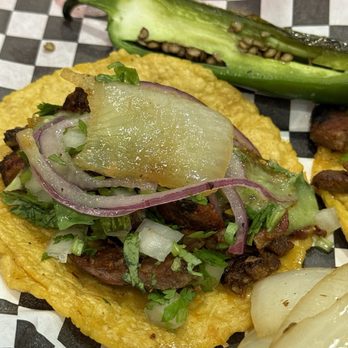 Tacos El Callejon - My dressed up adobada taco - Tacos Near Me - Colton, California Tacos El Callejon - My dressed up adobada taco - Tacos Near Me - Colton, California