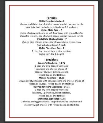 Menu photo 5 Mana's Restaurant San Marcos, TX