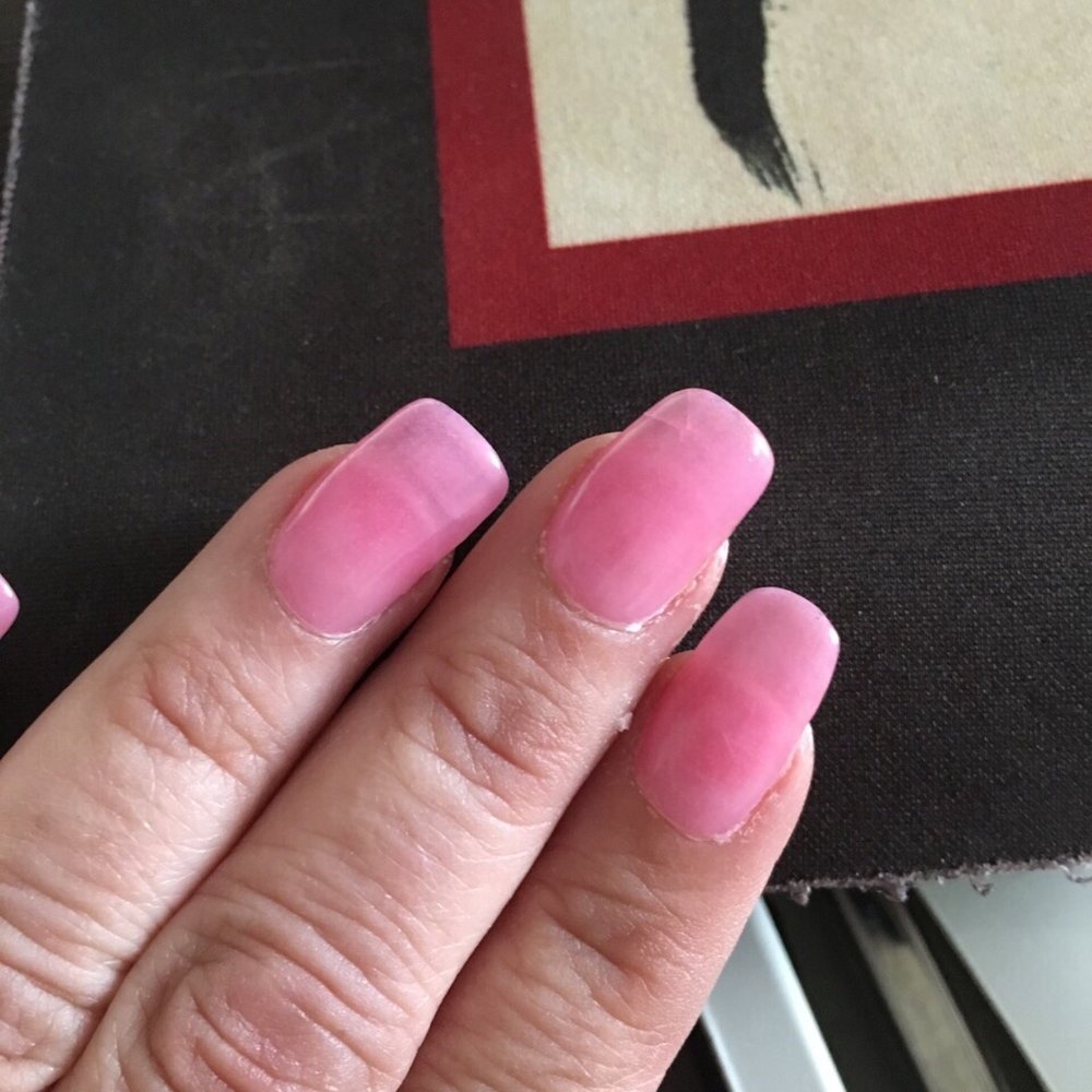Two days after, can see crack in middle nail because the coating is so thin Two days after, can see crack in middle nail because the coating is so thin