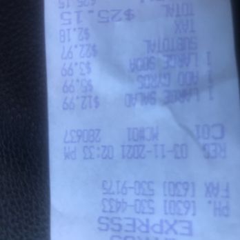 Gyros Express - a receipt for a drink - Greek Near Me - Villa Park, Illinois Gyros Express - a receipt for a drink - Greek Near Me - Villa Park, Illinois