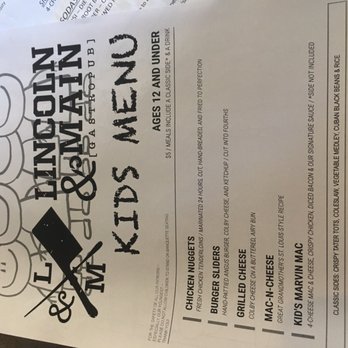 Lincoln & Main - Kids menu - Gastropubs Near Me - Urbana, Ohio Lincoln & Main - Kids menu - Gastropubs Near Me - Urbana, Ohio