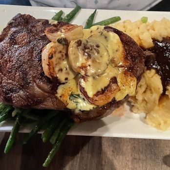 Virtue Feed & Grain - Surf and turf over mashed potatoes and string beans - Bars Near Me - Alexandria, Virginia Virtue Feed & Grain - Surf and turf over mashed potatoes and string beans - Bars Near Me - Alexandria, Virginia