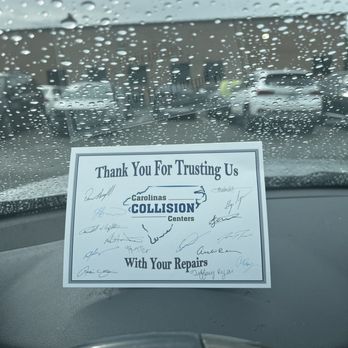 Carolina Collision Center - I thank you card from Carolina Collision of Greensboro. - Body Shops Near Me - Greensboro, North Carolina Carolina Collision Center - I thank you card from Carolina Collision of Greensboro. - Body Shops Near Me - Greensboro, North Carolina