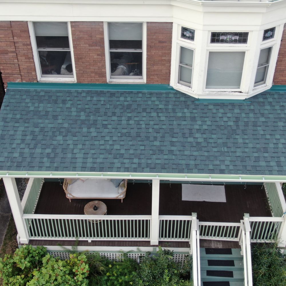 Pittsabana Roofing - Front porch: reframed, new shingles & flashing, and new seamless gutters - Roofing Near Me - Castle Shannon, Pennsylvania Pittsabana Roofing - Front porch: reframed, new shingles & flashing, and new seamless gutters - Roofing Near Me - Castle Shannon, Pennsylvania