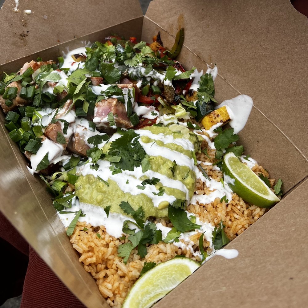 Yellowfin Tuna Burrito Bowl w/ Blue Corn Tortillas Yellowfin Tuna Burrito Bowl w/ Blue Corn Tortillas