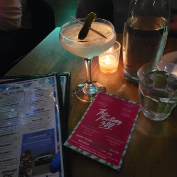 The Factory 380 - Checkout the pink postcard for weekly specials! And the Pickle Martini! - Cocktail Bars Near Me - New York, New York