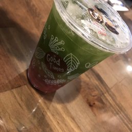 Green apple with cherry boba!