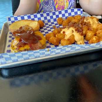Indys Burger Joint - BBQ Bacon Burger with Loaded Tots - American Near Me - Indianapolis, Indiana