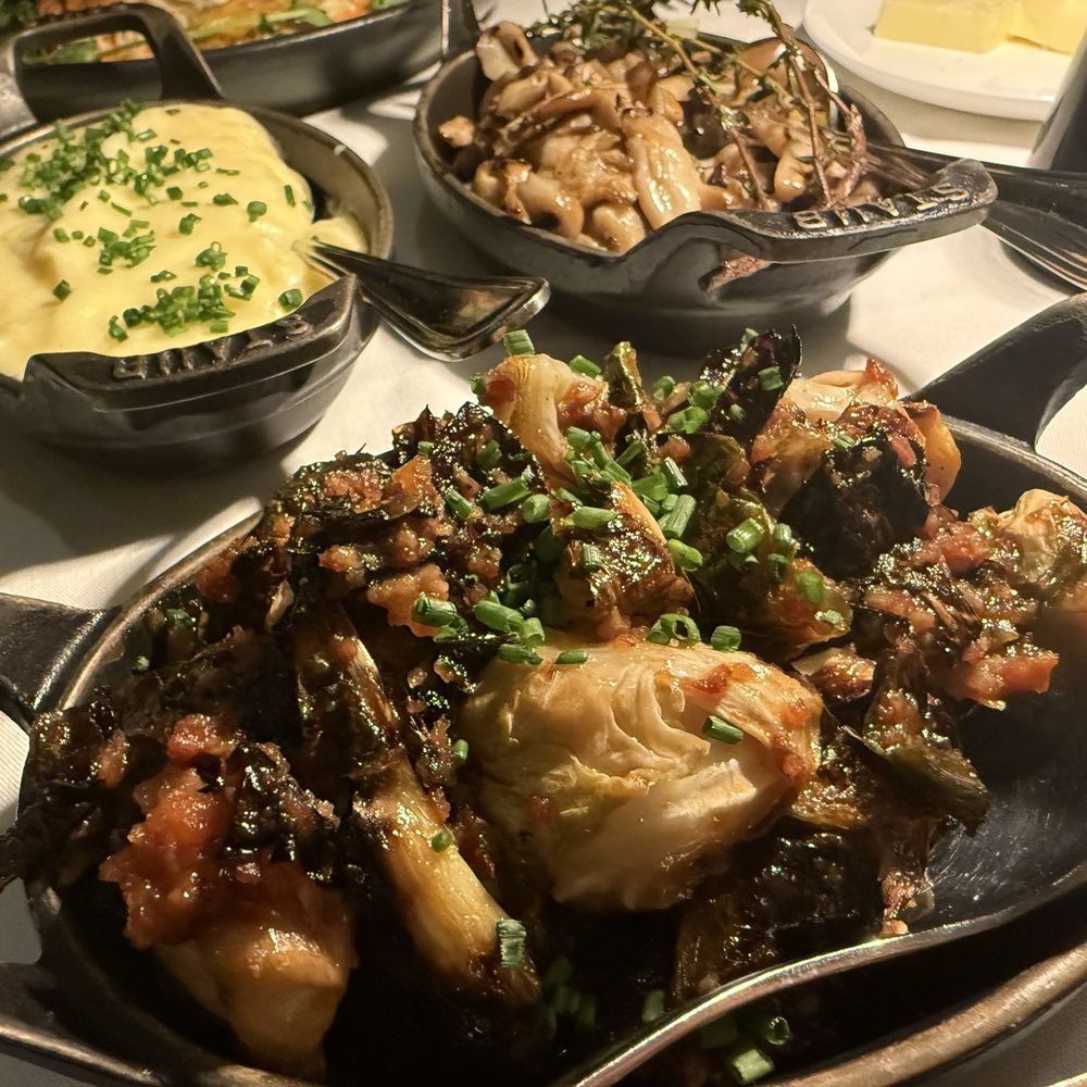 Charred Brussel Sprouts Mashed potatoes Wild Mushrooms Charred Brussel Sprouts Mashed potatoes Wild Mushrooms