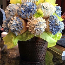Happy Belly Bakery - Hydrangea cupcake bouquet- gluten free white cake with buttercream frosting