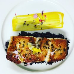 The Mansion Inn - Halibut over black forbidden rice
