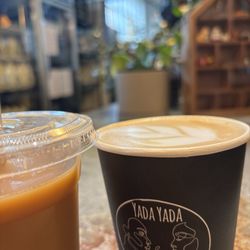 Yada Yada Coffee - Cold brew w/almond milk and latte w/ whole milk and vanilla. Very good coffee