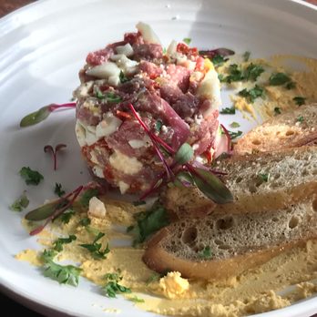 The Red Cat Kitchen - Deviled Steak Tartare - New American Near Me - Oak Bluffs, Massachusetts The Red Cat Kitchen - Deviled Steak Tartare - New American Near Me - Oak Bluffs, Massachusetts