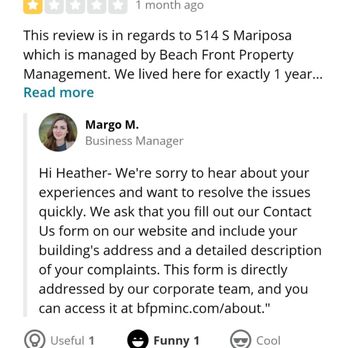 Beach Front Property Management - They really don't care and they have the managers on-site try to talk to you. But you can never talk to there bigger bosses. - Property Management Near Me - Long Beach, California