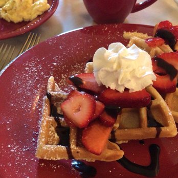 Orchard House Bed and Breakfast - Mike's strawberry and chocolate waffles, local farm scrambled eggs and sausage - Bed & Breakfast Near Me - Lovingston, Virginia Orchard House Bed and Breakfast - Mike's strawberry and chocolate waffles, local farm scrambled eggs and sausage - Bed & Breakfast Near Me - Lovingston, Virginia