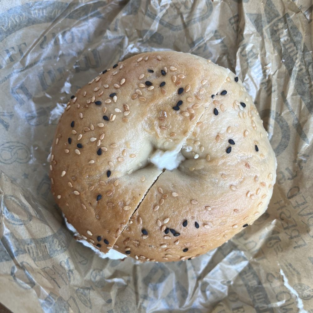 Iris Bagel and Coffee House - Garden Bagel with Cream Cheese - Bagels Near Me - Arlington, Texas