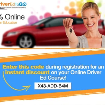 Driver Ed To Go - I used promo code x43-add-b4m to get a discount on top of the great price. - Driving Schools Near Me - Garden Grove, California Driver Ed To Go - I used promo code x43-add-b4m to get a discount on top of the great price. - Driving Schools Near Me - Garden Grove, California