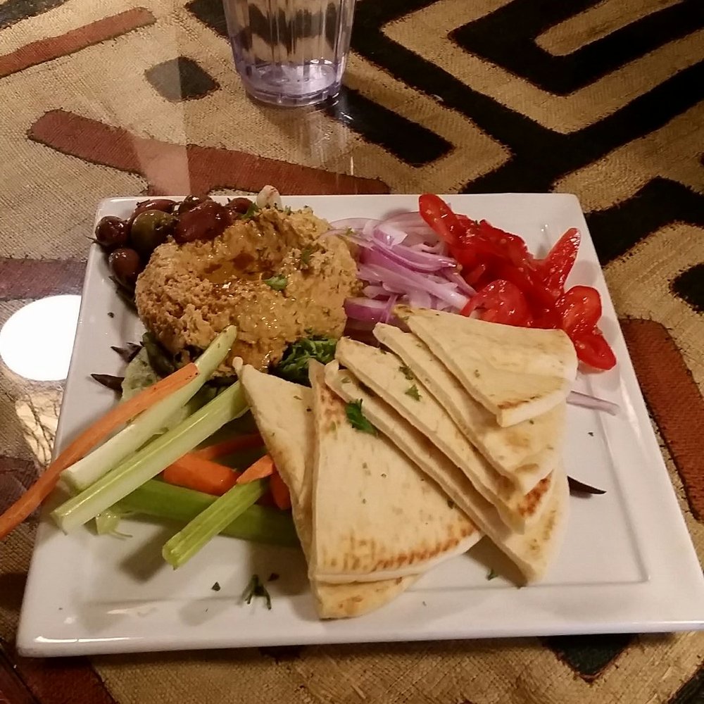 Jambo Cafe - The hummus and vegetable platter. Put everything on the pita. Trust me. - Caribbean Near Me - Santa Fe, New Mexico Jambo Cafe - The hummus and vegetable platter. Put everything on the pita. Trust me. - Caribbean Near Me - Santa Fe, New Mexico