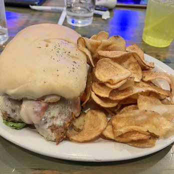 Mad Cow Grill - Homemade potato chips fried eggplant sandwich - American Near Me - Laurel, Maryland Mad Cow Grill - Homemade potato chips fried eggplant sandwich - American Near Me - Laurel, Maryland