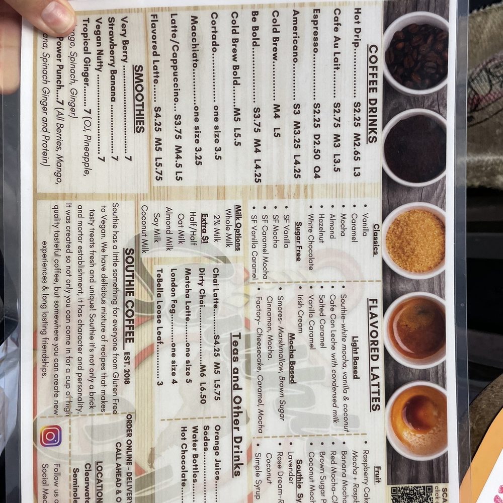 Southie Coffee - a menu for a coffee shop - Coffee & Tea Near Me - Seminole, Florida Southie Coffee - a menu for a coffee shop - Coffee & Tea Near Me - Seminole, Florida