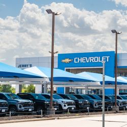 Jerry's Chevrolet of Burleson - Front view of Chevy truck inventory and storefront of Jerry's Chevrolet of Burleson.