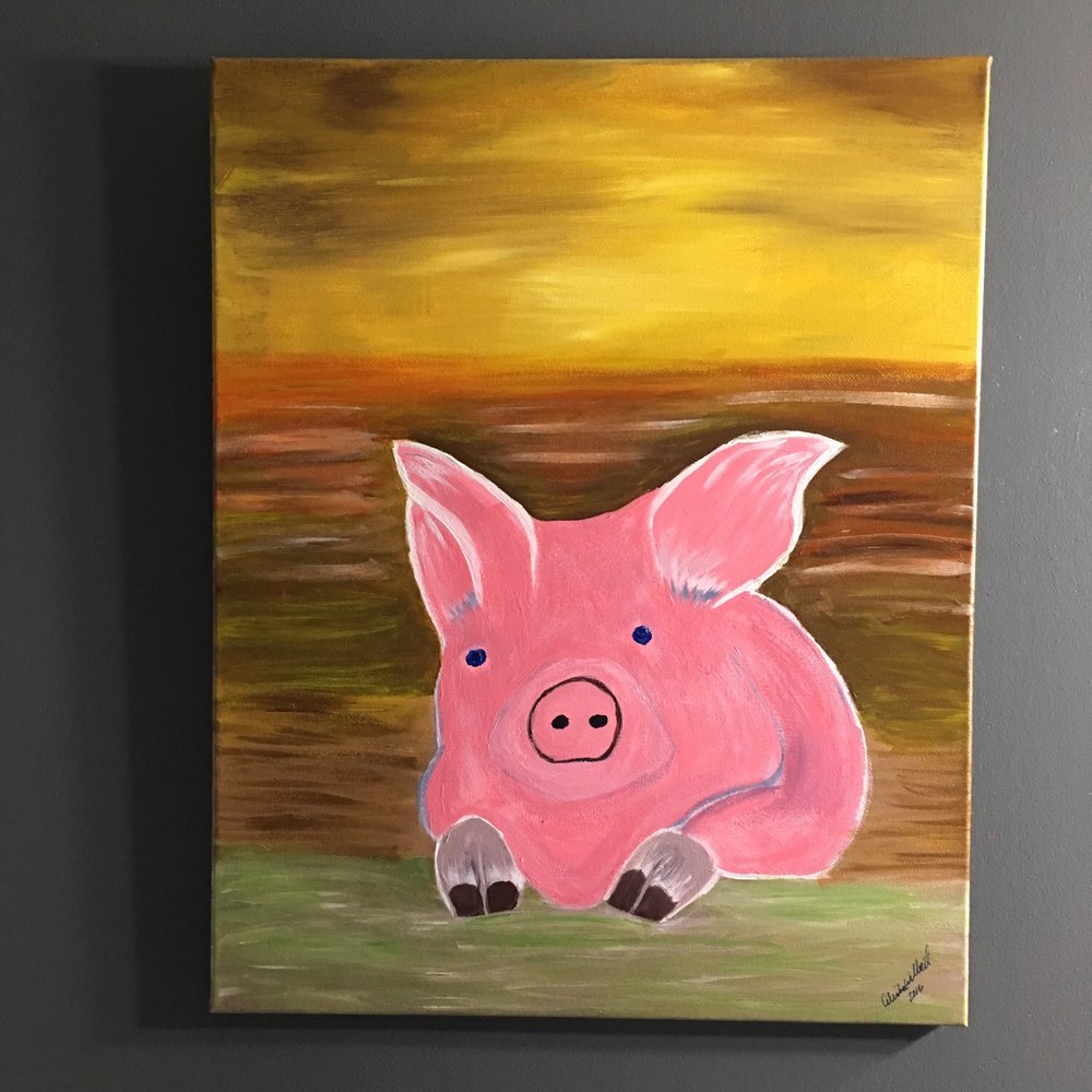 Alisha's Kitchen BBQ - a painting of a pig - Barbeque Near Me - Cartersville, Georgia