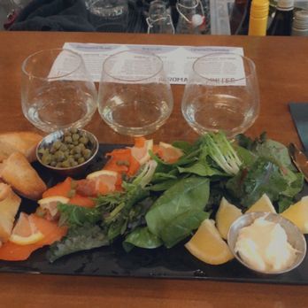 The 1894 - Salmon platter and white wine flight - Wine Bars Near Me - Pasadena, California