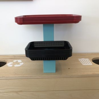 Bread Head - How do you take what's in the rectangular tray and cleanly insert it into the tiny garbage hole? - Sandwiches Near Me - Santa Monica, California