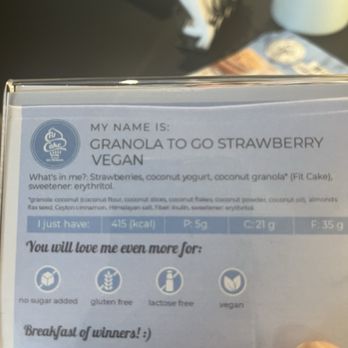 Fit Cake - Example of ingredients - Bakeries Near Me - Toronto, Ontario