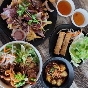 Fusion Corner - Bulgogi Fries, Bún Thịt Nướng Tôm Chả Giò, Spicy Wontons, Crispy Egg Rolls, and Lychee Rose Tea - Asian Fusion Near Me - Stanton, California Fusion Corner - Bulgogi Fries, Bún Thịt Nướng Tôm Chả Giò, Spicy Wontons, Crispy Egg Rolls, and Lychee Rose Tea - Asian Fusion Near Me - Stanton, California