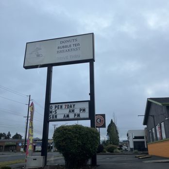 Longview Donuts - Outdoor signage was hard to read. - Donuts Near Me - Longview, Washington