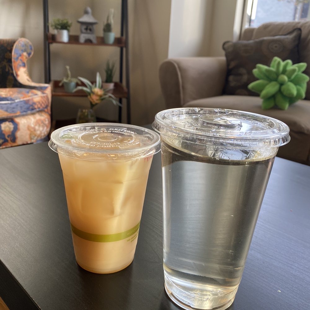 Zen's Tea House - Left to right: small oolong milk tea w/agave syrup and oat milk; medium/large milky oolong tea (unsweetened) - Tea Rooms Near Me - Norwalk, California Zen's Tea House - Left to right: small oolong milk tea w/agave syrup and oat milk; medium/large milky oolong tea (unsweetened) - Tea Rooms Near Me - Norwalk, California