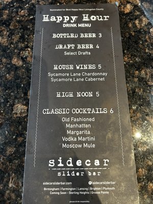 Menu photo 4 Sidecar Slider Bar - Brighton Brighton, MI Menu photo 4 Sidecar Slider Bar - Brighton Brighton, MI