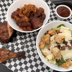 Rib ends and smoked chicken with side Caesar