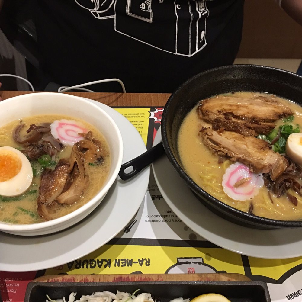Ramen Kagura - Tonkatsu miso ramen 100g (left) and 200g (right) - Sushi Bars Near Me - Madrid, M Ramen Kagura - Tonkatsu miso ramen 100g (left) and 200g (right) - Sushi Bars Near Me - Madrid, M