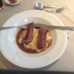 La Barbarie Hotel - Cumberland sausage small with mash and red onion gravy