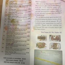 Back of menu