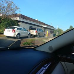 Wendy's - Sitting in line as usual...every car that pulls up to the window sits there for 3-5 min. Every Wendy's in the city is terribly slow.