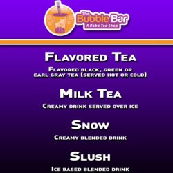 The Bubble Bar - A description of our menu
