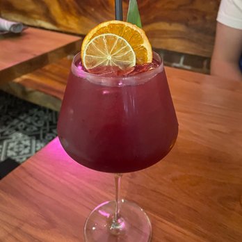 Warike Restobar - Sangria Tinta - red wine, pisco, sherry, tangerine juice, peach liqueur, lime, ginger ale - Latin American Near Me - Santa Rosa, California