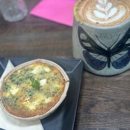 Spinach Feta Quiche, Pistachio Latte Spinach Feta Quiche, Pistachio Latte