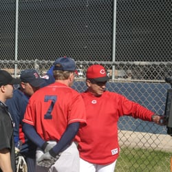 Pro Ball Baseball Clinic - Brook Jacoby, Cincinnati Reds hitting coach, reviews video with the guys.