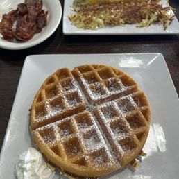 Waffle & bacon omelet with side of bacon Waffle & bacon omelet with side of bacon