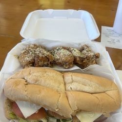 US Wings & Deli-Lumberton - Their version of a Philly cheesesteak with garlic Parmesan Philly & 5 Pcs Wings