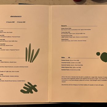 Glas - Main Menu - Vegetarian Near Me - Dublin 2, D